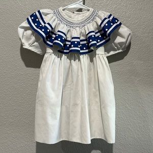 Vintage Girls Monday’s Child Smocked Bishop Dress